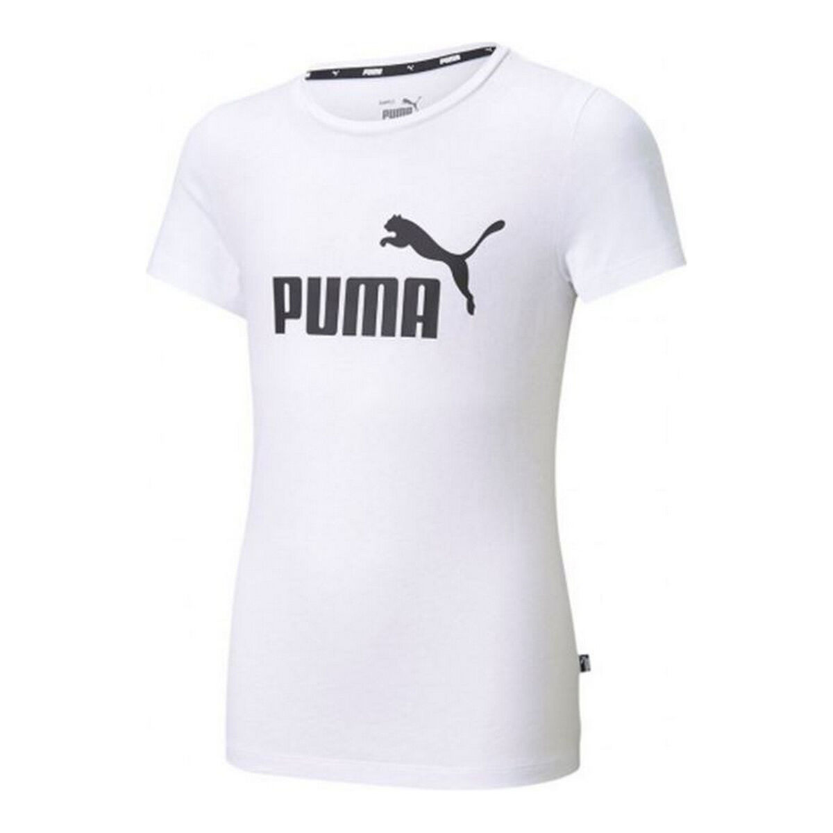Child's Short Sleeve T-Shirt Puma ESS Logo Tee White 9-10 Years