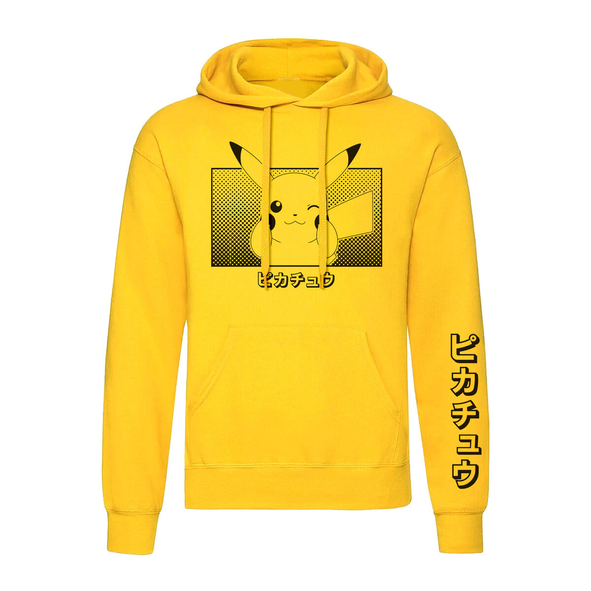 Unisex Hoodie Pokémon Pikachu Katakana Yellow XXL