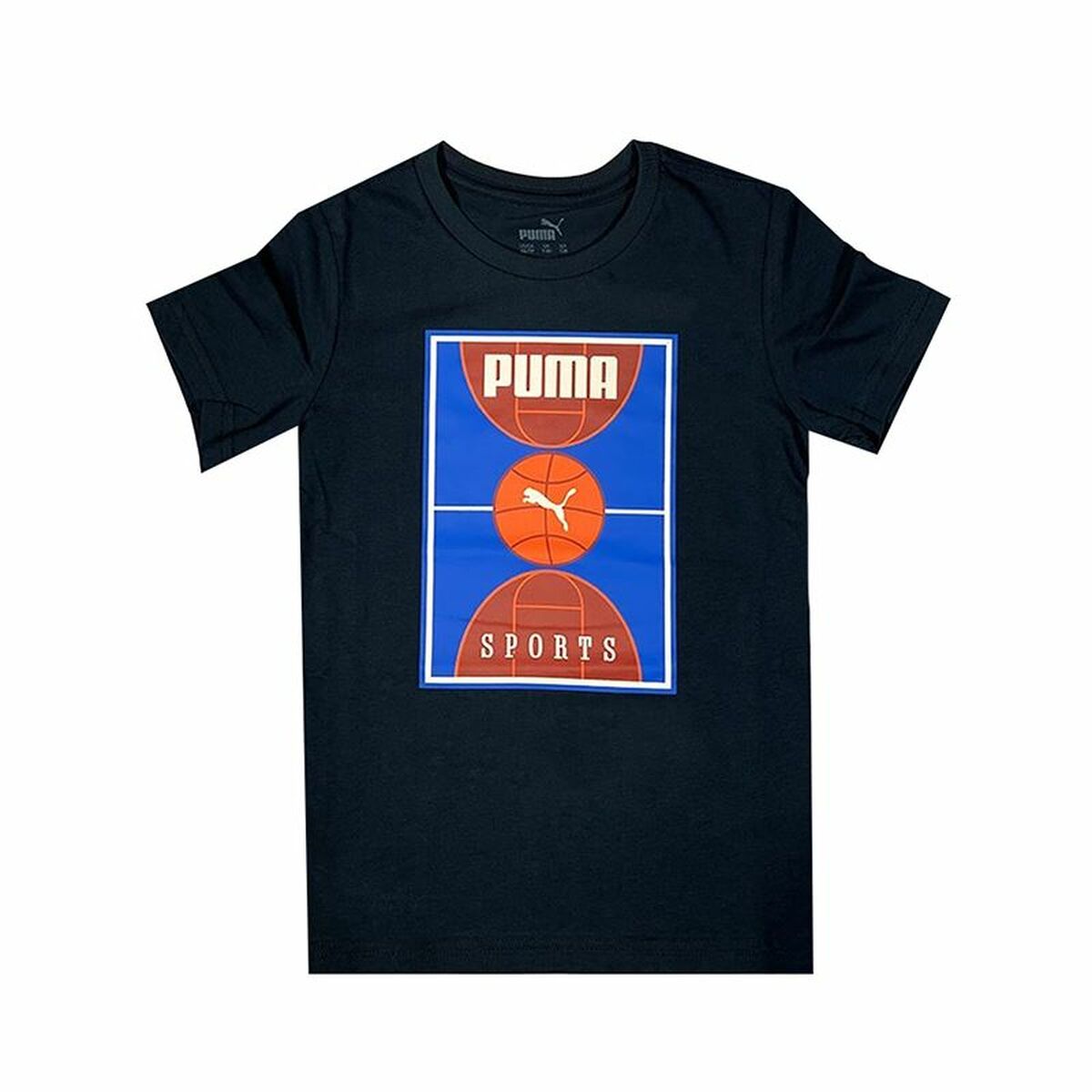 Child's Short Sleeve T-Shirt Puma Bppo Basket Blank Ba Black 7-8 Years