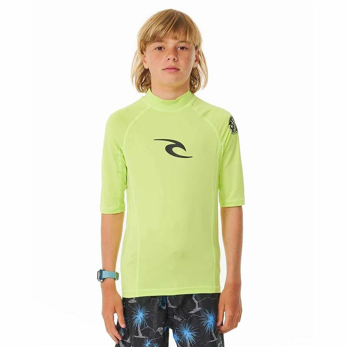 Child's Short Sleeve T-Shirt Rip Curl Wave Upf Lime green 16 Years