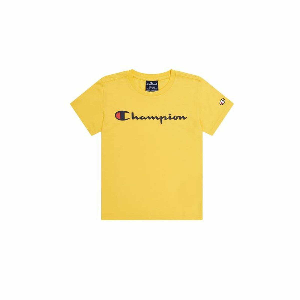Child's Short Sleeve T-Shirt Champion Crewneck Yellow 15-16 Years